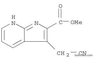 Molecular Structure of 1204475-79-5 (1H-Pyrrolo[2,3-b]pyridine-2-carboxylic acid, 3-(cyanomethyl)-, methyl ester)